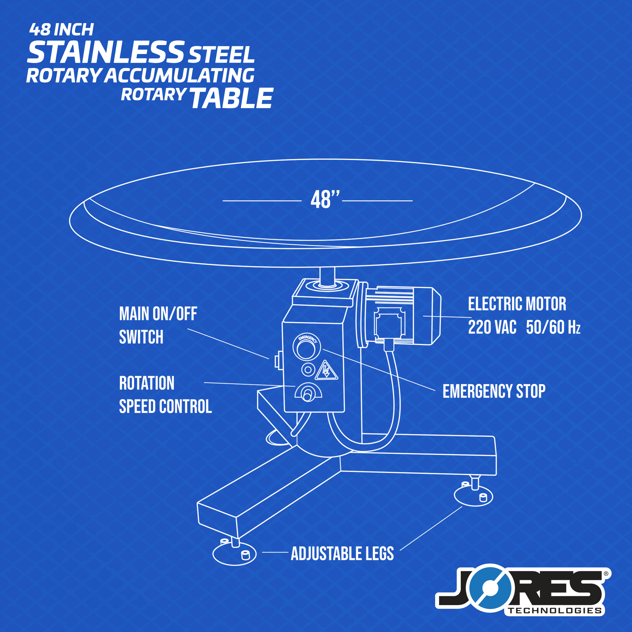 Jores Technologies 48” Stainless Steel Rotary Accumulation Table