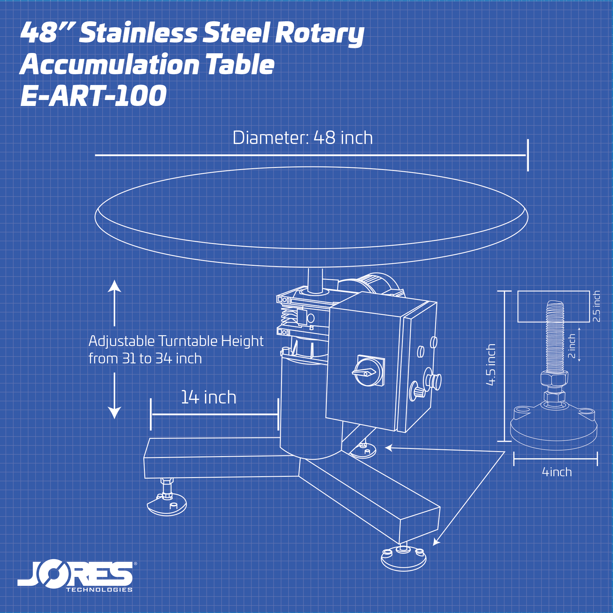 Jores Technologies 48” Stainless Steel Rotary Accumulation Table