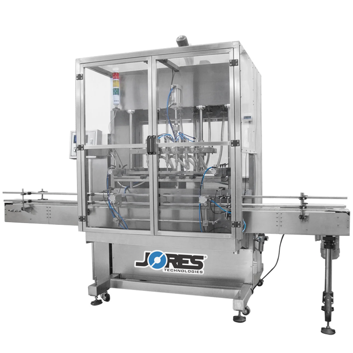 Jores Technologies 6 Head Inline Gravity Filling System with Conveyor - 1000 ml