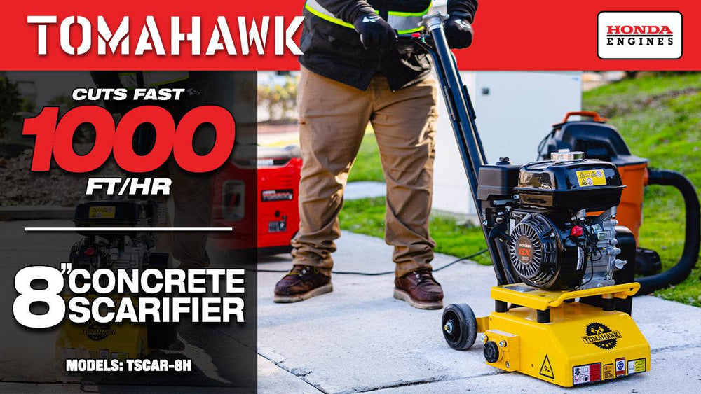 Tomahawk 8” Gas Concrete Scarifier Planer Grinder with 5.5 HP Honda Engine & Drum - Machine Horizon