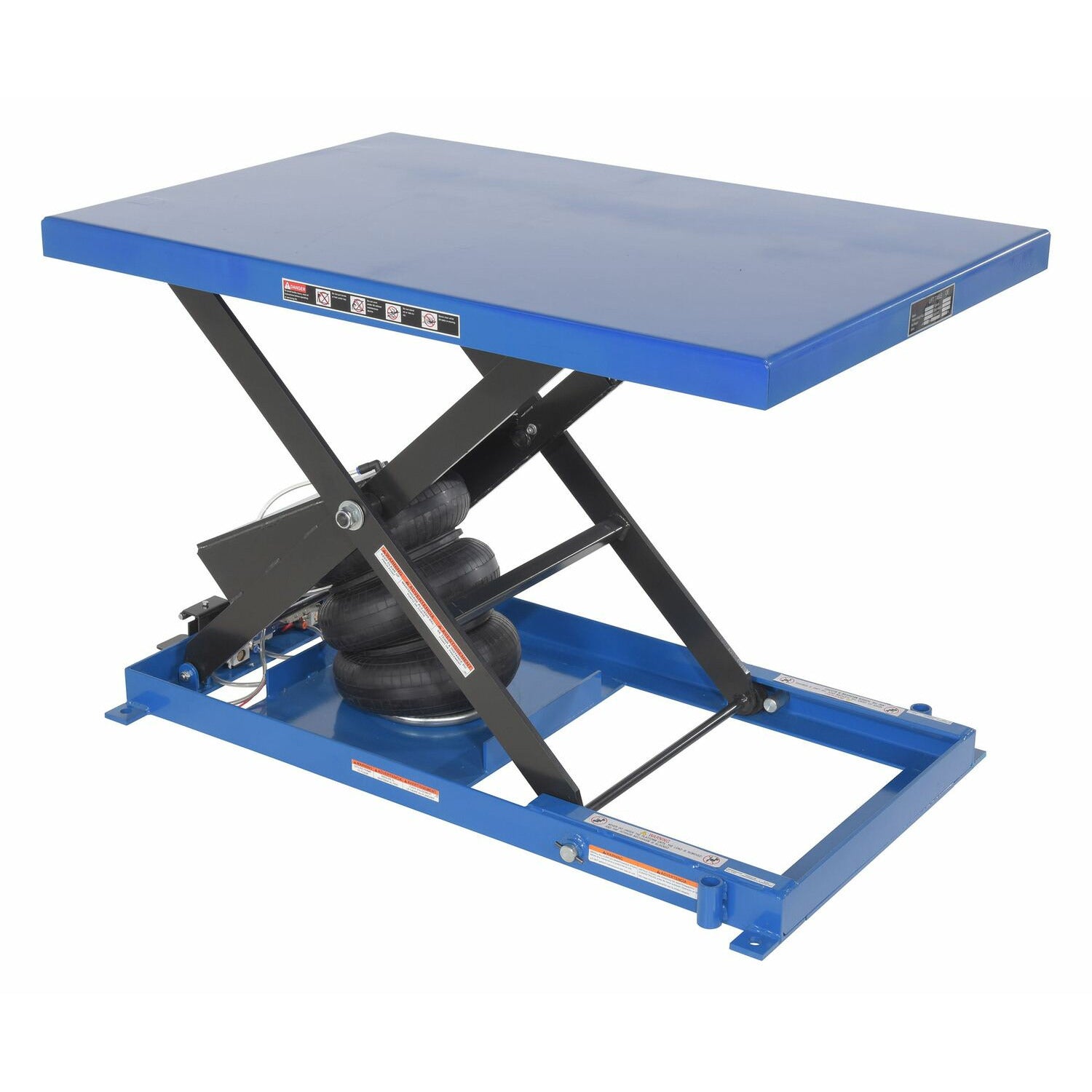Vestil Steel Heavy-Duty Air Bag Scissor Lift Table 48 In. x 32 In. 1000 Lb. Capacity Blue- ABLT-1000