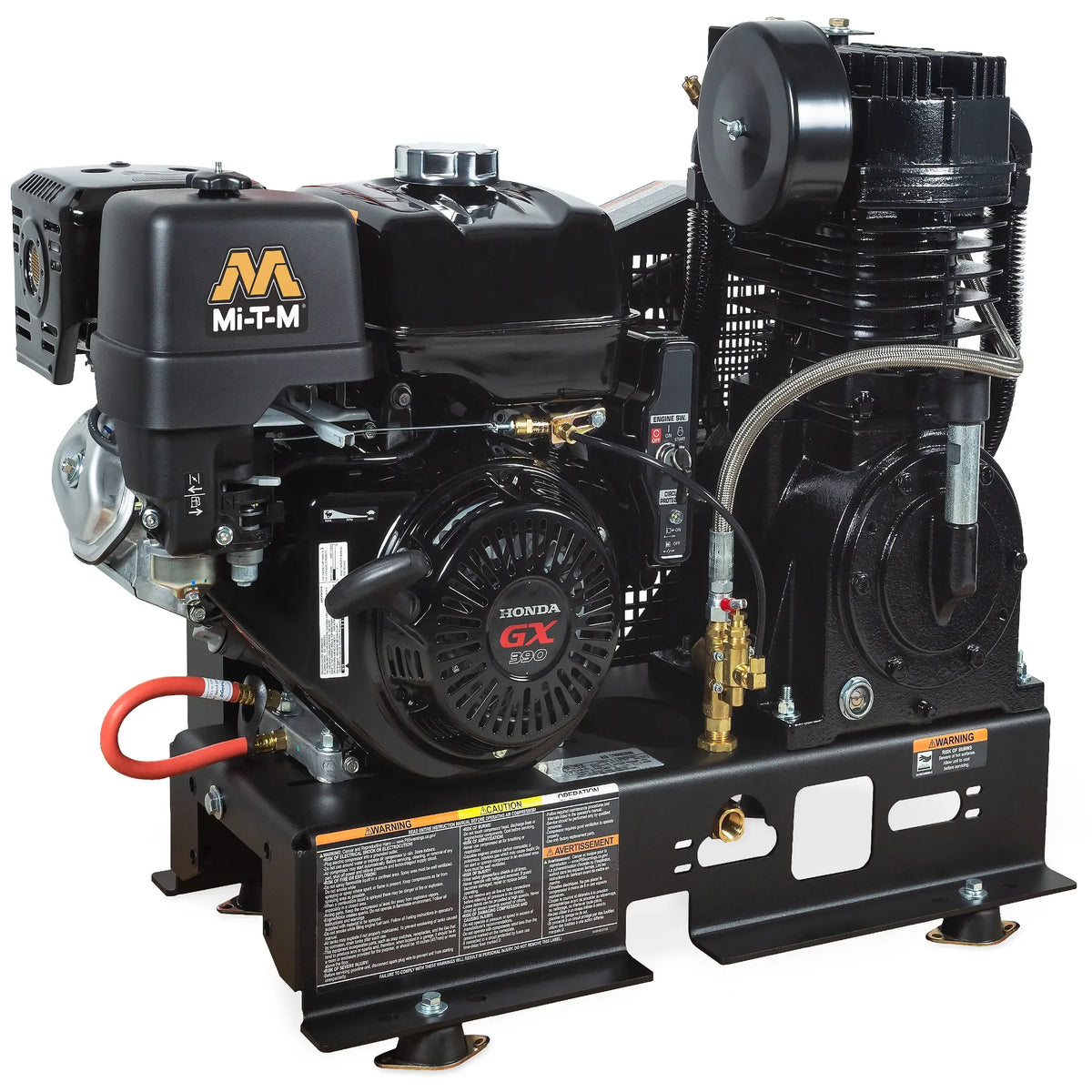 Mi-T-M Base-Mount Two Stage Gasoline Air Compressor - ABS-13H-B