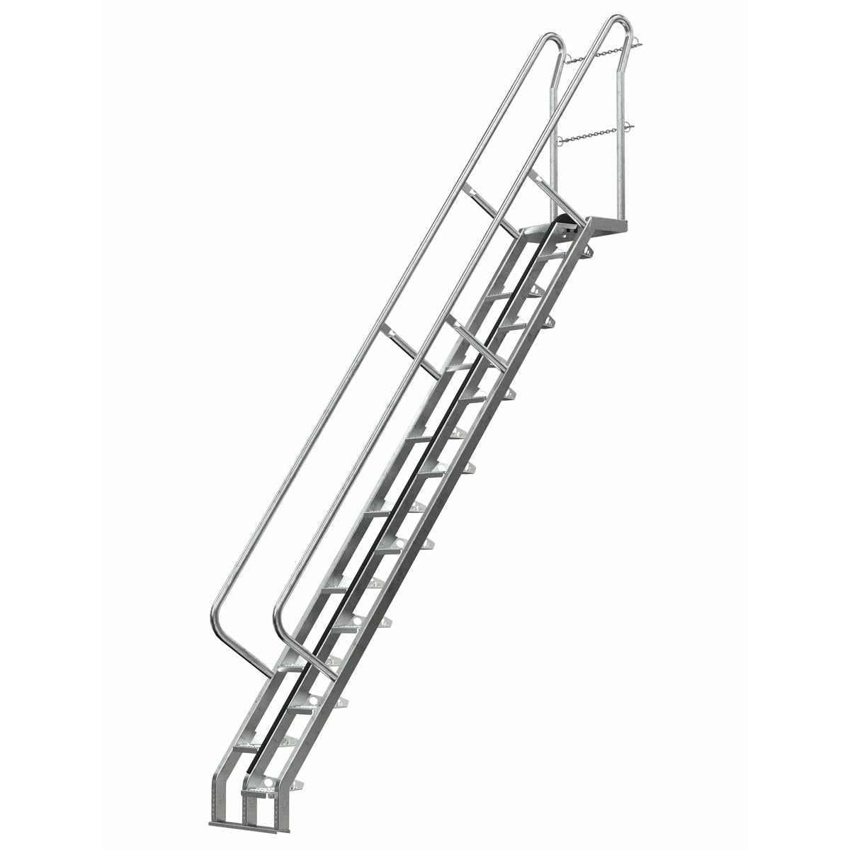 Vestil Galvanized Alternate Tread Stair 56 Degrees 89-3/4 In. x 23-1/2 In. x 162-3/8 In. 350 Lb. Capacity Silver-ATS-10-56-HDG