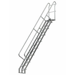 Vestil Galvanized Alternate Tread Stair 56 Degrees 89-3/4 In. x 23-1/2 In. x 162-3/8 In. 350 Lb. Capacity Silver-ATS-10-56-HDG