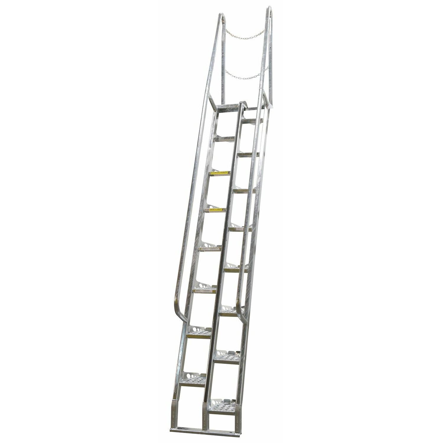 Vestil Galvanized Alternate Tread Stair 68 Degrees 58-7/8 In. x 23-1/2 In. x 161-7/8 In. 350 Lb. Capacity Silver -ATS-10-68-HDG