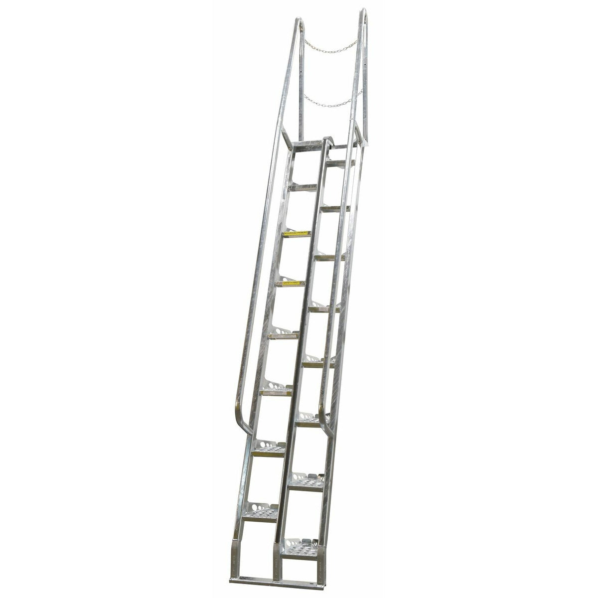 Vestil Galvanized Alternate Tread Stair 68 Degrees 58-7/8 In. x 23-1/2 In. x 161-7/8 In. 350 Lb. Capacity Silver -ATS-10-68-HDG