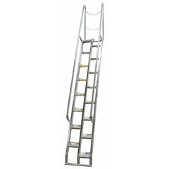 Vestil Galvanized Alternate Tread Stair 68 Degrees 58-7/8 In. x 23-1/2 In. x 161-7/8 In. 350 Lb. Capacity Silver -ATS-10-68-HDG