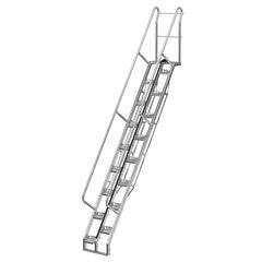Vestil Galvanized Alternate Tread Stair 56 Degrees 97-1/2 In. x 23-1/2 In. x 174-1/8 In. 350 Lb. Capacity Silver-ATS-11-56-HDG