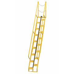 Vestil Steel Alternate Tread Stair 56 Degrees 97-1/2 In. x 23-1/2 In. x 174-1/8 In. 350 Lb. Capacity Yellow-ATS-11-56