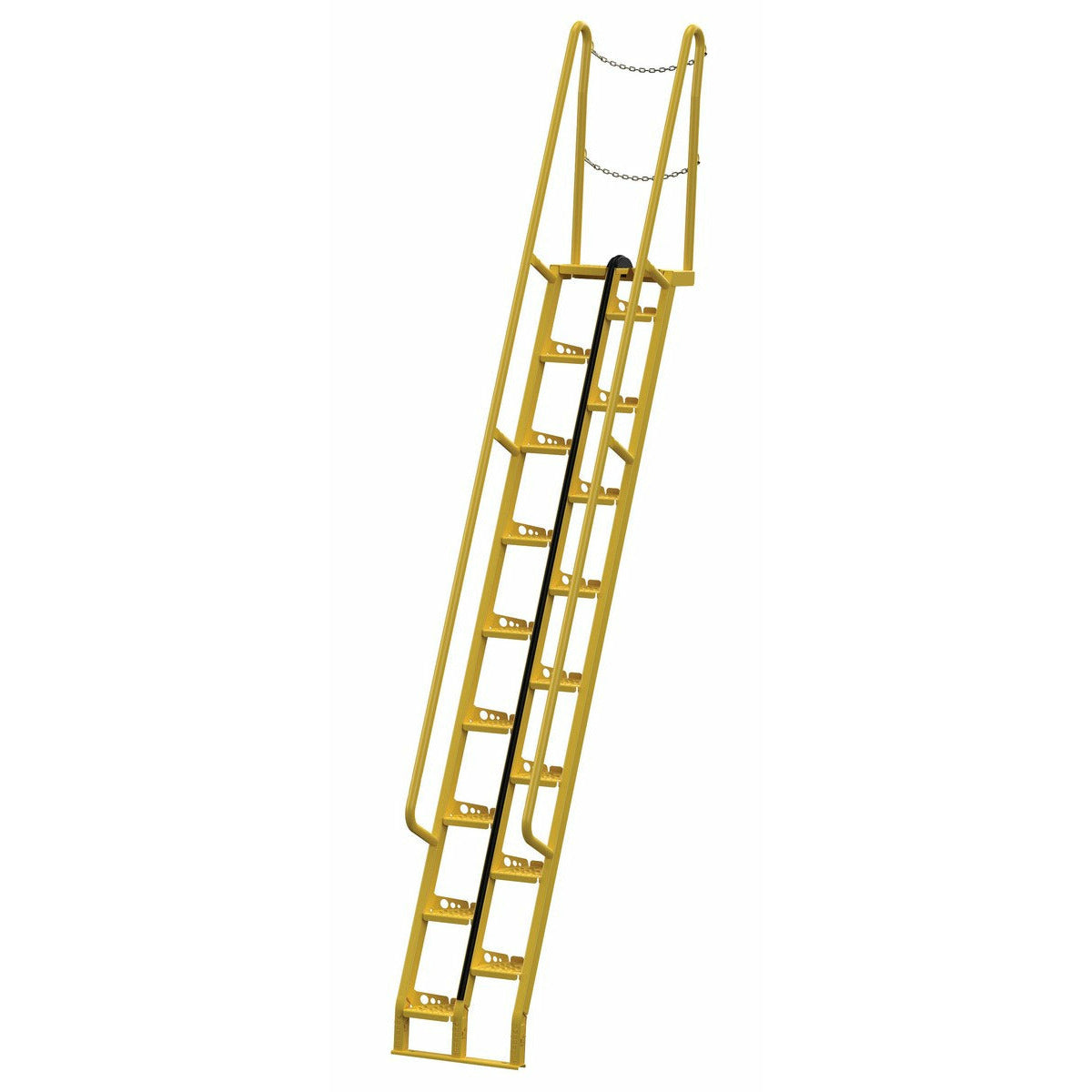 Vestil Steel Alternate Tread Stair 68 Degrees 63-1/2 In. x 23-1/2 In. x 173-5/8 In. 350 Lb. Capacity Yellow -ATS-11-68