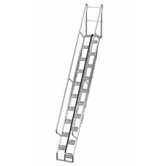 Vestil Galvanized Alternate Tread Stair 56 Degrees 106 In. x 23-1/2 In. x 186-1/8 In. 350 Lb. Capacity Silver-ATS-12-56-HDG