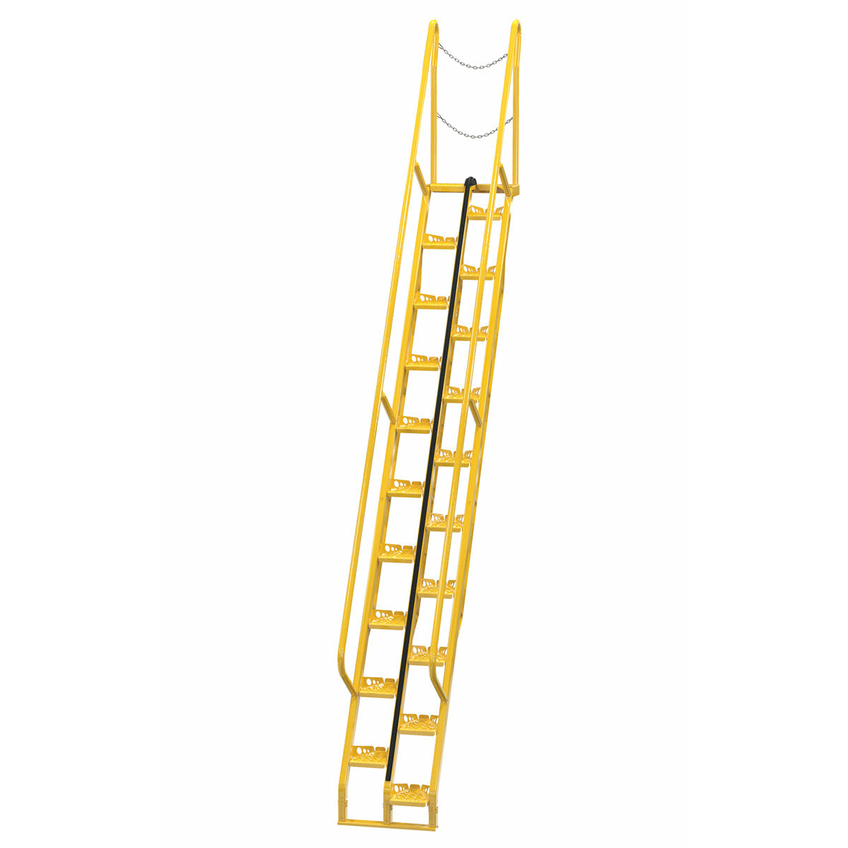 Vestil Steel Alternate Tread Stair 56 Degrees 106 In. x 23-1/2 In. x 186-1/8 In. 350 Lb. Capacity Yellow-ATS-12-56