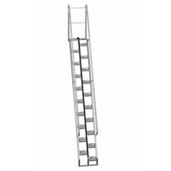 Vestil Galvanized Alternate Tread Stair 68 Degrees 68-1/2 In. x 23-1/2 In. x 185-5/8 In. 350 Lb. Capacity Silver-ATS-12-68-HDG
