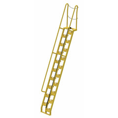 Vestil Steel Alternate Tread Stair 68 Degrees 68-1/2 In. x 23-1/2 In. x 185-5/8 In. 350 Lb. Capacity Yellow-ATS-12-68