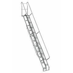 Vestil Galvanized Alternate Tread Stair 56 Degrees 114-1/8 In. x 23-1/2 In. x 198-5/8 In. 350 Lb. Capacity Silver-ATS-13-56-HDG