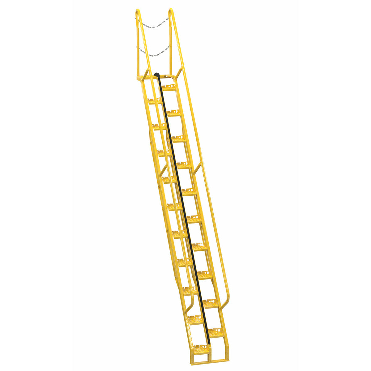 Vestil Steel Alternate Tread Stair 56 Degrees 114-1/8 In. x 23-1/2 In. x 198-5/8 In. 350 Lb. Capacity Yellow-ATS-13-56