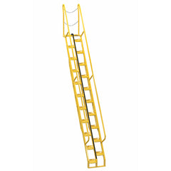 Vestil Steel Alternate Tread Stair 56 Degrees 114-1/8 In. x 23-1/2 In. x 198-5/8 In. 350 Lb. Capacity Yellow-ATS-13-56