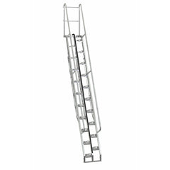 Vestil Galvanized Alternate Tread Stair 68 Degrees 73-1/2 In. x 23-1/2 In. x 198 In. 350 Lb. Capacity Silver-ATS-13-68-HDG