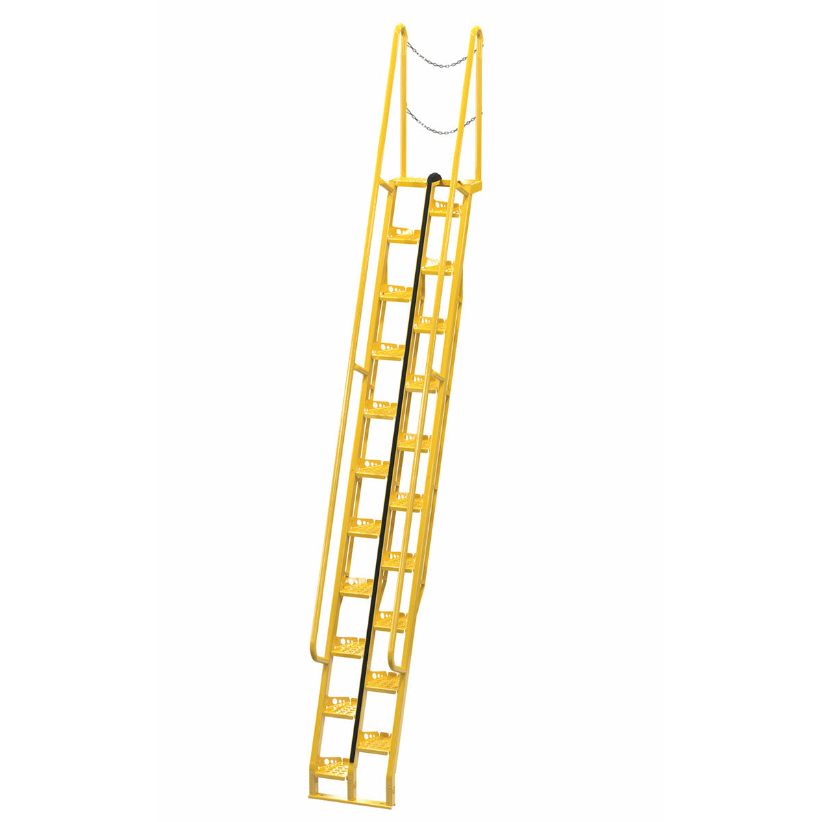 Vestil Steel Alternate Tread Stair 68 Degrees 73-1/2 In. x 23-1/2 In. x 198 In. 350 Lb. Capacity Yellow -ATS-13-68