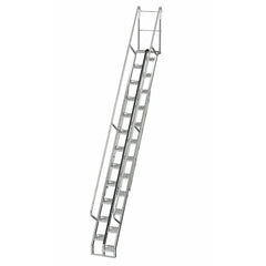 Vestil Galvanized Alternate Tread Stair 56 Degrees 122-3/8 In. x 23-1/2 In. x 210-3/8 In. 350 Lb. Capacity Silver -ATS-14-56-HDG