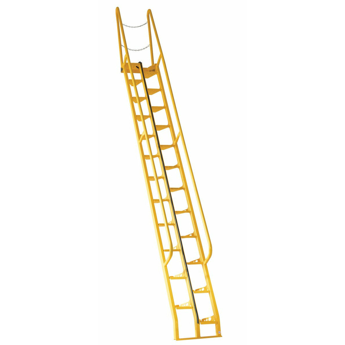 Vestil Steel Alternate Tread Stair 68 Degrees 78-3/8 In. x 23-1/2 In. x 209-7/8 In. 350 Lb. Capacity Yellow-ATS-14-68