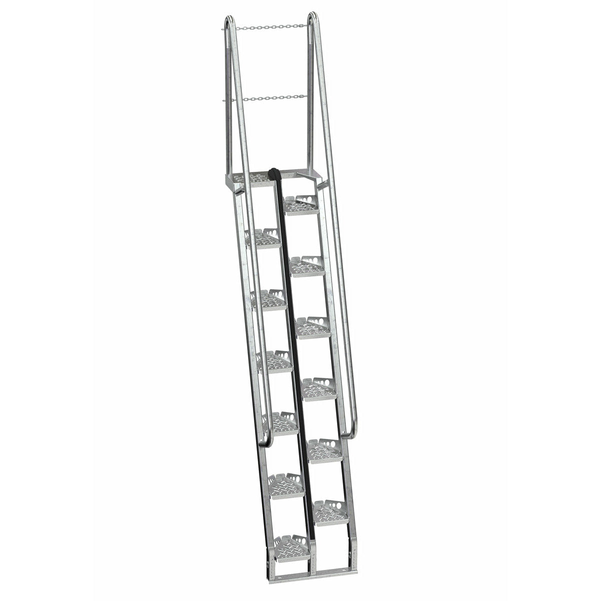 Vestil Galvanized Alternate Tread Stair 68 Degrees 49-3/4 In. x 23-1/2 In. x 137-3/4 In. 350 Lb. Capacity Silver-ATS-8-68-HDG