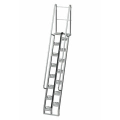 Vestil Galvanized Alternate Tread Stair 68 Degrees 54-1/8 In. x 23-1/2 In. x 149-5/8 In. 350 Lb. Capacity Silver-ATS-9-68-HDG