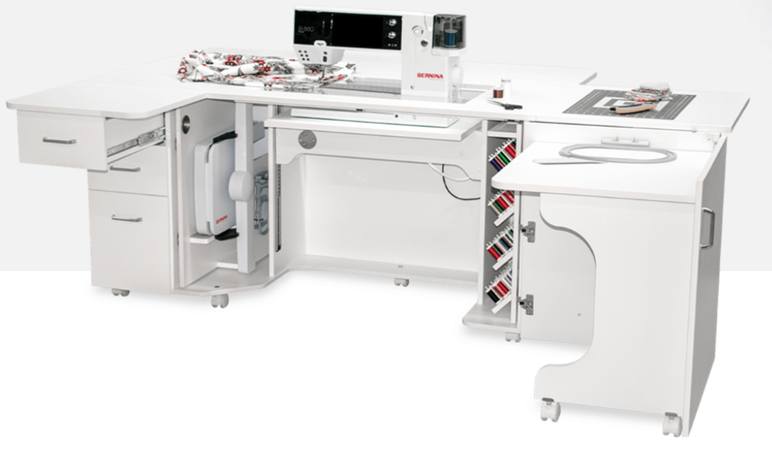 Bernina Horn Luxe Sewing Suite Cabinet, White