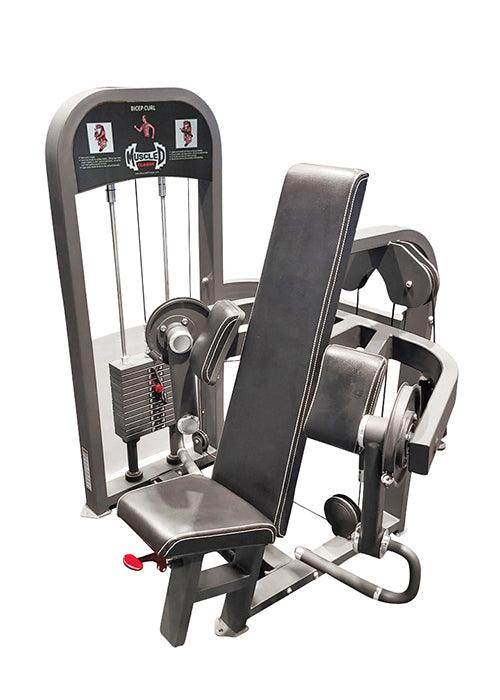 Classic Selectorized Biceps Curl by Muscle D Fitness - Adjustable Seat - Pin Selectorized Weight Stack - Machine Horizon