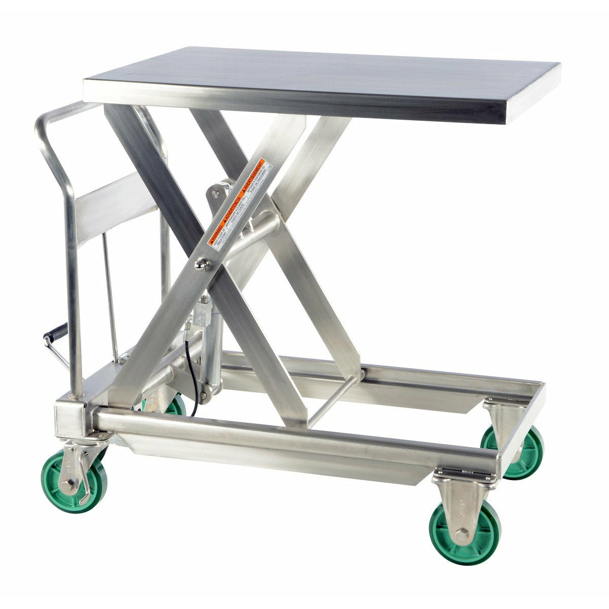 Vestil Stainless Steel Hydraulic Scissor Cart 35-1/2 In. x 23-1/2 In. 1100 Lb. Capacity Silver-CART-1100-SS