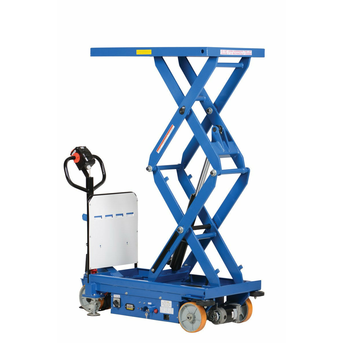 Vestil Steel Powered Drive and Lift Hydraulic Double Scissor Cart 40 In. x 24 In. 1500 Lb. Capacity Blue-CART-1500D-DC-CTD