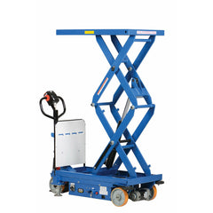 Vestil Steel Powered Drive and Lift Hydraulic Double Scissor Cart 40 In. x 24 In. 1500 Lb. Capacity Blue-CART-1500D-DC-CTD