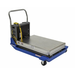 Vestil Partially Stainless Steel DC Powered Scissor Cart 36 In. x 24 In. 1500 Lb. Capacity Blue/Yellow -CART-23-15-DC-PSS