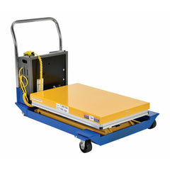 Vestil Steel DC Powered Scissor Cart 36 In. x 24 In. 1500 Lb. Capacity Blue/Yellow -CART-23-15-DC
