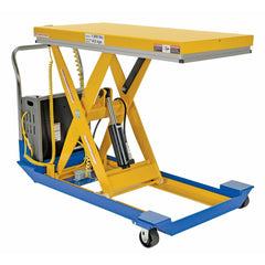 Vestil Steel DC Powered Scissor Cart 48 In. x 24 In. 1000 Lb. Capacity Blue/Yellow -CART-24-10-DC