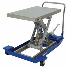 Vestil Partially Stainless Steel Foot Pump Scissor Cart 48 In. x 24 In. 1500 Lb. Capacity Blue/Silver -CART-24-15-M-PSS