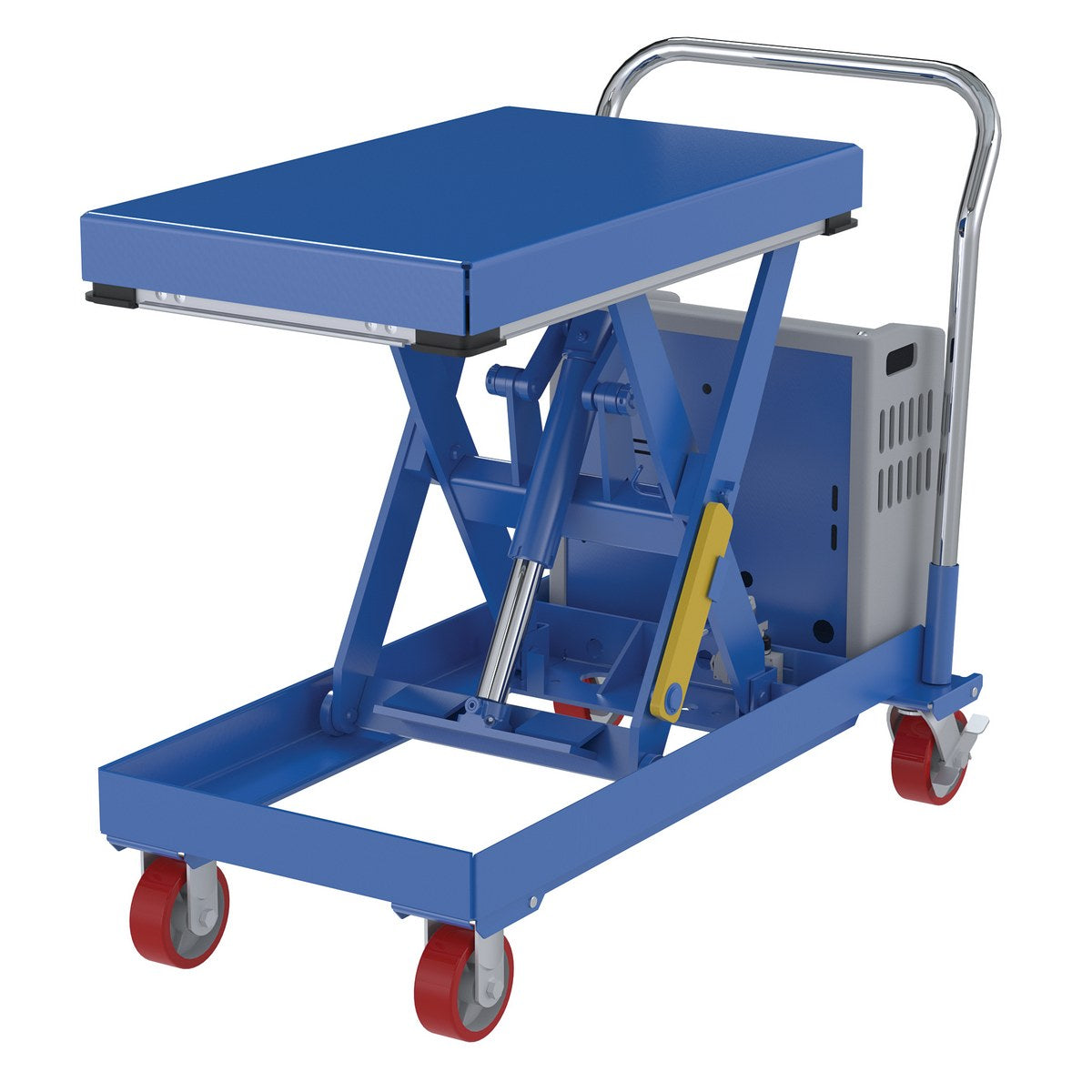 Vestil Steel 12V DC Hydraulic Elevating Cart 20 In. x 33 In. 500 Lb. Capacity Blue -CART-500-2033-DC