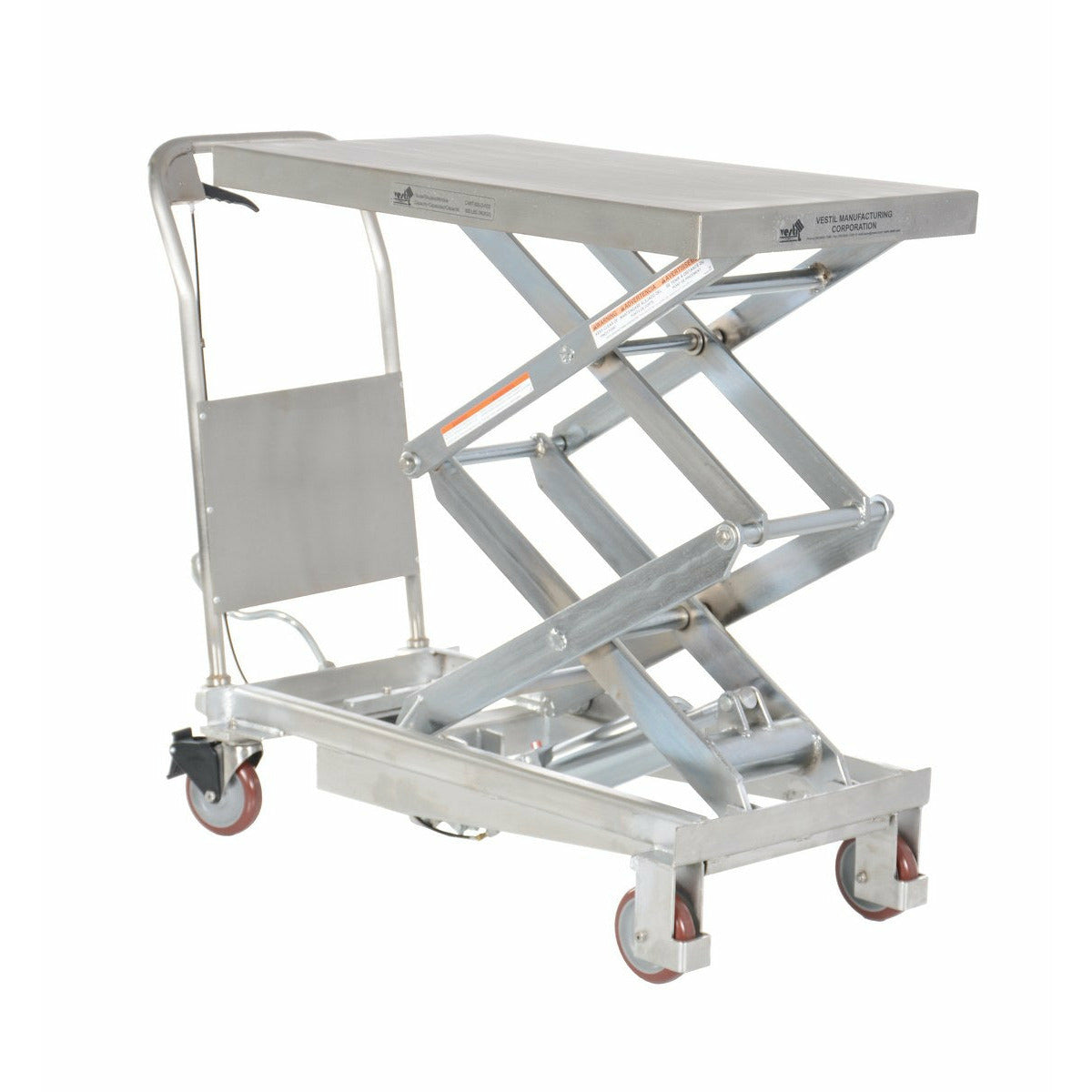 Vestil Partially Stainless Steel Hydraulic Elevating Cart 32-1/2 In. x 20 In. 800 Lb. Capacity Silver-CART-800-D-PSS