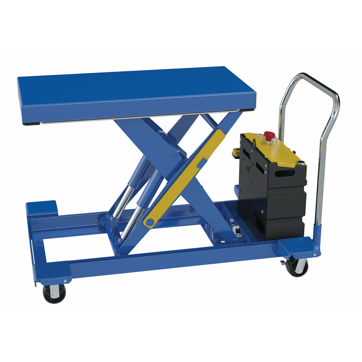 Vestil Steel DC Heavy Duty Low Profile Scissor Lift Cart 20 In. x 40 In. Projections 2000 Lb. Capacity Blue-CART-LP-2000-2040-DC