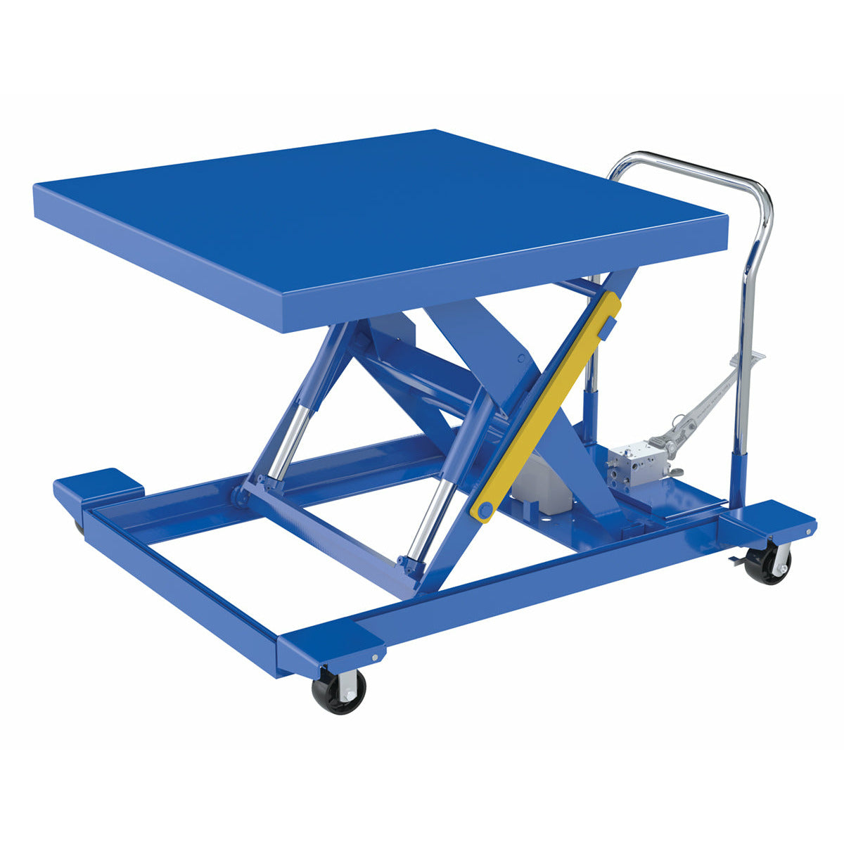 Vestil Steel Heavy Duty Low Profile Scissor Lift Carts with Foot Pump 42 In. x 42 In. 2000 Lb. Capacity Blue-CART-LP-2000-4242-FP