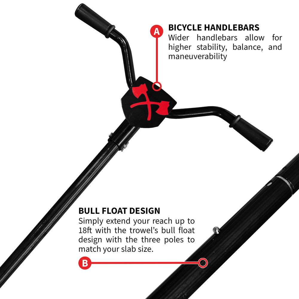 Tomahawk 30" Portable Concrete Power Trowel with 18ft Bull Float Handle 37cc Engine - Machine Horizon