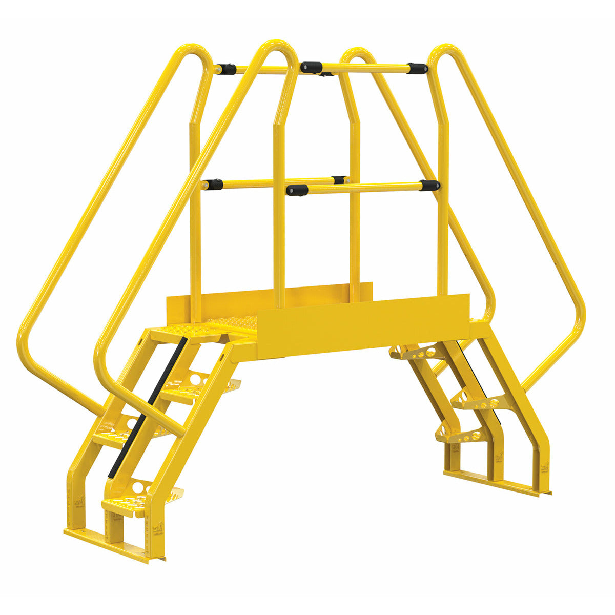 Vestil Steel Alternating Crossover Ladder 8 Step 56 Degrees 93 In. x 73 In. 350 Lb. Capacity Yellow - COLA-2-56-44