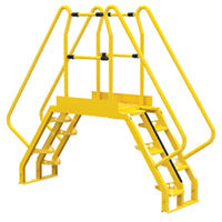 Vestil Steel Alternating Crossover Ladder 10 Step 56 Degrees 96 In. x 81 In. 350 Lb. Capacity Yellow - COLA-3-56-32