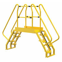 Vestil Steel Alternating Crossover Ladder 10 Step 56 Degrees 103 In. x 81 In. 350 Lb. Capacity Yellow - COLA-3-56-44