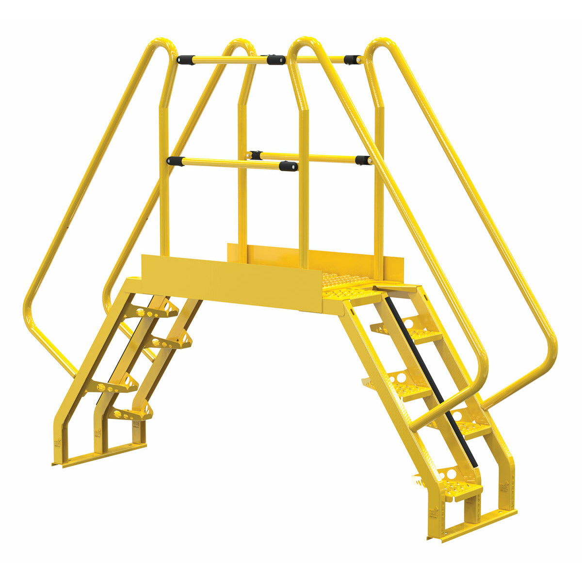 Vestil Steel Alternating Crossover Ladder 10 Step 56 Degrees 103 In. x 81 In. 350 Lb. Capacity Yellow- COLA-3-56-56