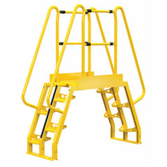 Vestil Steel Alternating Crossover Ladder 10 Step 68 Degrees 73 In. x 80 In. 350 Lb. Capacity Yellow- COLA-3-68-32