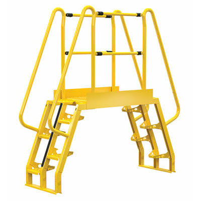 Vestil Steel Alternating Crossover Ladder 10 Step 68 Degrees 80 In. x 80 In. 350 Lb. Capacity Yellow - COLA-3-68-44