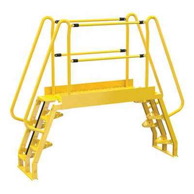 Vestil Steel Alternating Crossover Ladder 10 Step 68 Degrees 94 In. x 80 In. 350 Lb. Capacity Yellow - COLA-3-68-56