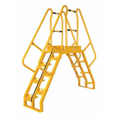 Vestil Steel Alternating Crossover Ladder 14 Step 56 Degrees 91 In. x 91 In. 350 Lb. Capacity Yellow - COLA-4-56-20