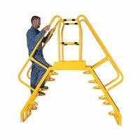 Vestil Steel Alternating Crossover Ladder 8 Step 56 Degrees 86 In. x 73 In. 350 Lb. Capacity Yellow-Over Ladders - COLA-2-56-32